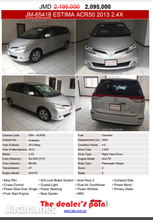 Toyota Estima 2,4L 2013-13