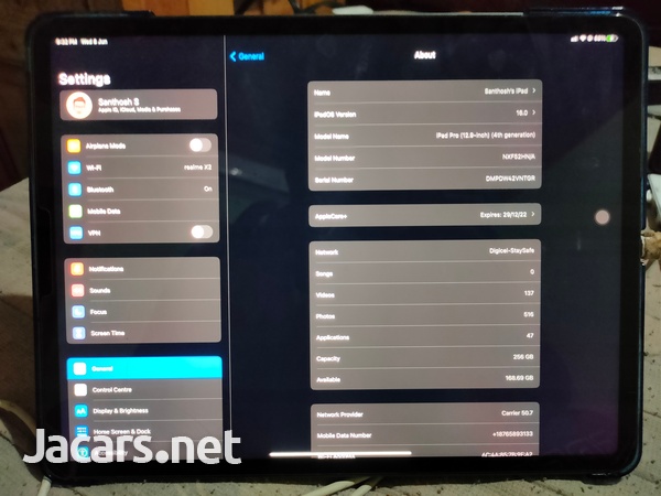 Ipad pro 4th gen 256gb wifi and cellular with apple care ++-1