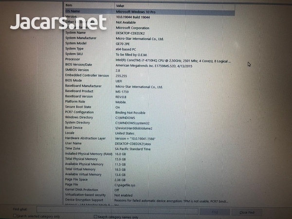MSI GE70 2PE Apache Pro-8