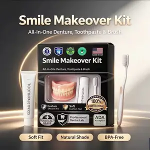 New Moldable Silicone Denture Set Upper Lower Natural Ivory False Teeth Kit Inst, Saint Catherine