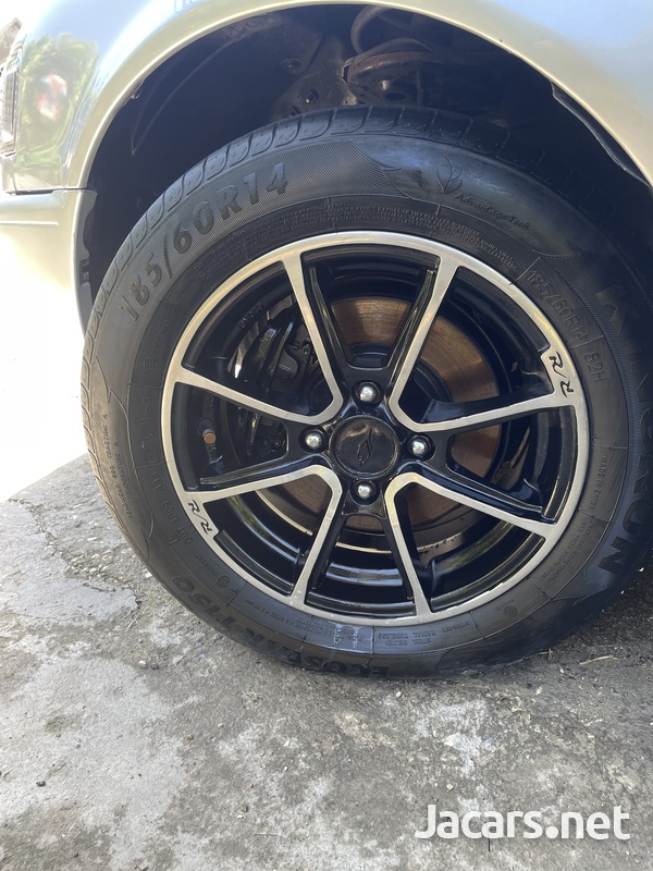 Solid black and shine 14 rims and tyres-2